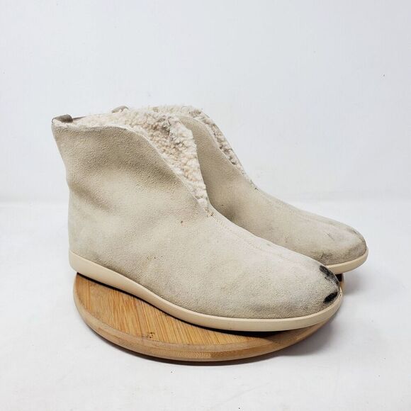 Everlane‎ Boots Womens 8 Beige Suede Chukka Lined Slipper Ankle Slip On Shoes - Picture 2 of 12